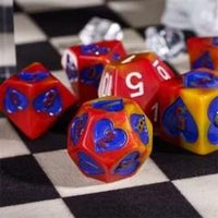 Thumbnail for 7pcs Dice Resin Pattern Hearts Purple Font Yellow Red