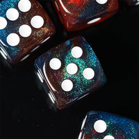 Thumbnail for 16mm Red & Blue Acrylic with Glitter - 6pcs D6 RPG Dice Set