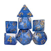 Thumbnail for Royal Blue Swirl in Clear Resin - 7pcs RPG Full Dice Set
