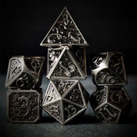 Thumbnail for Silver Metal with Dragon Font - 7pcs RPG Dice Set