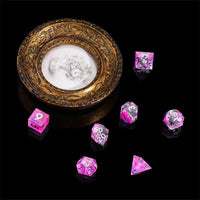 Thumbnail for Layered Pink & Clear Sharp Resin - 7pcs RPG Dice Set