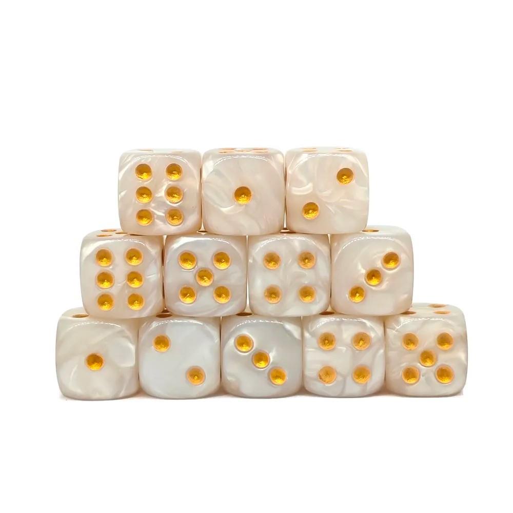 30pcs D6 12mm Dice Acrylic Blend Pips Gold Font White