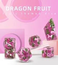 Thumbnail for 7pcs Dice Resin Filled Green Font Purple Fruit Clear