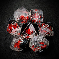 Thumbnail for Red Spider in Clear & Black Resin - 7pcs RPG Full Dice Set