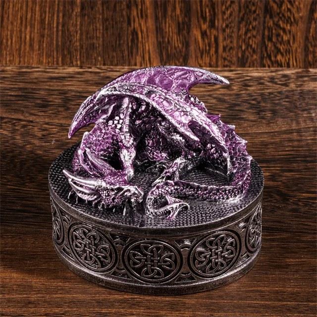 Purple Resin Sleeping Dragon - Dice Storage