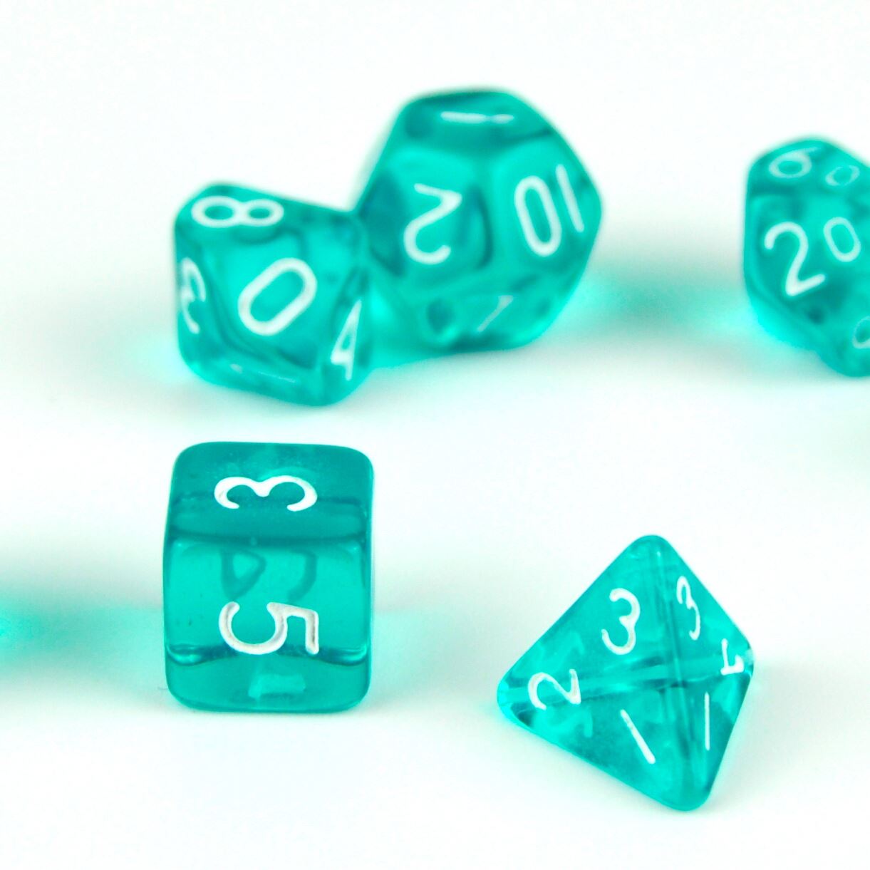 Cyan & Clear Acrylic - 7pcs RPG Mini Dice Set