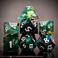 Thumbnail for Candy in Green & Black Sharp Resin - 7pcs RPG Dice Set