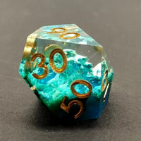 Thumbnail for Sea Floor in Blue & Clear Layered Sharp Resin - 7pcs RPG Dice Set