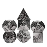 Thumbnail for Lotus Flower in Silver Metal - 7pcs RPG Dice Set