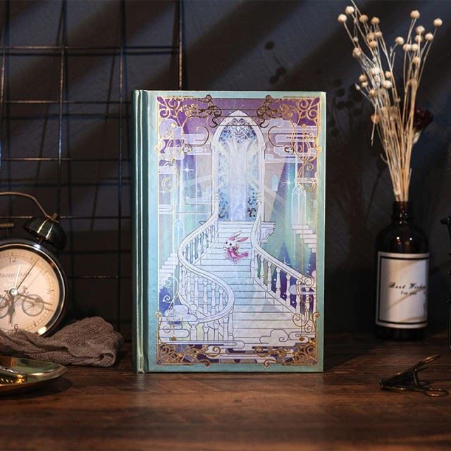 Stairway on Metallic Green - B6 Hardback Notebook