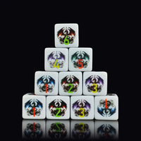 Thumbnail for 6pcs D6 16mm Dice Acrylic Printed Dragon Multi Font White