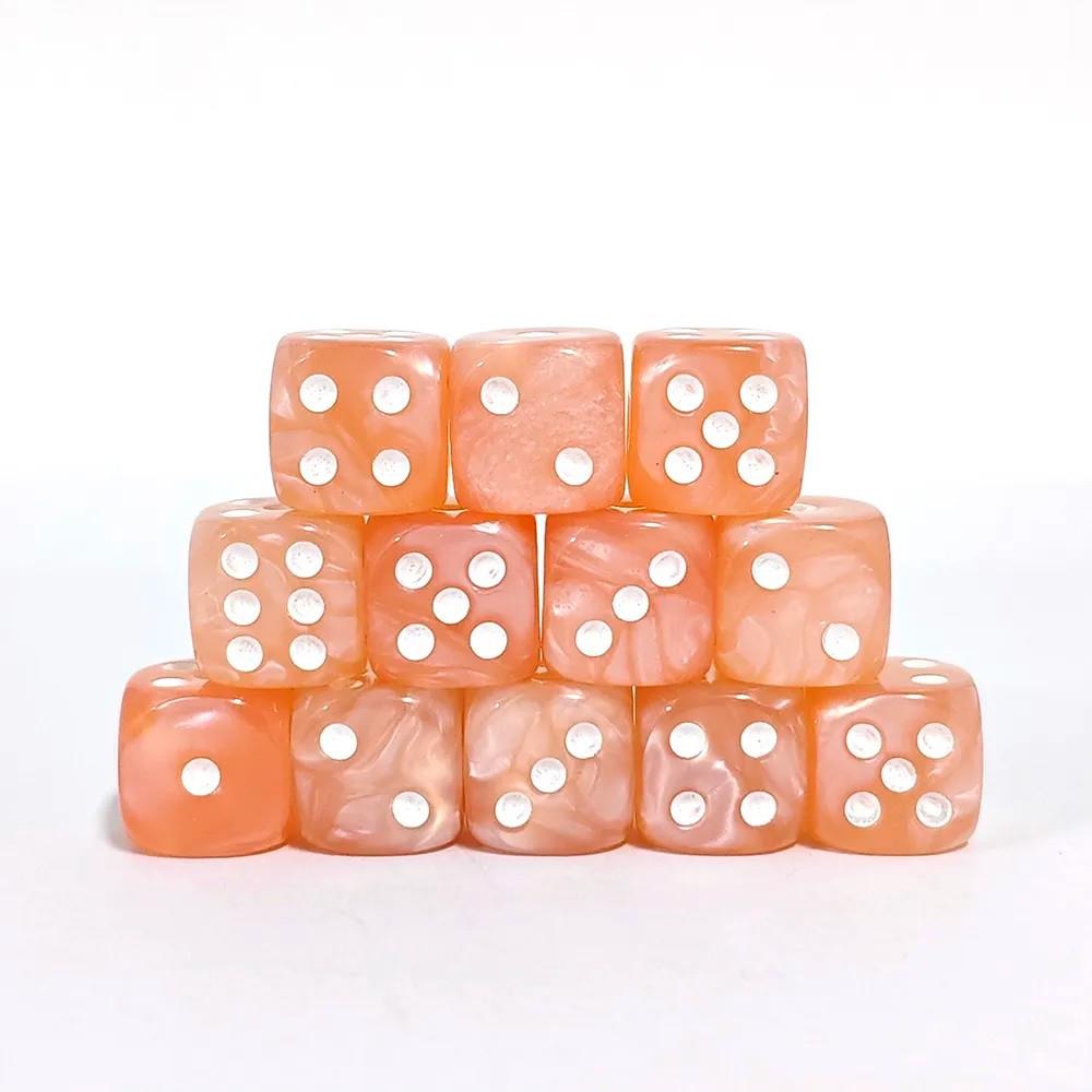 30pcs D6 12mm Dice Acrylic Blend Pips White Font Pink