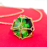 Thumbnail for Black & Green with Gold Chain D20 Necklace