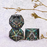 Thumbnail for Black Pattern on Clear with Candy Sharp Resin - 7pcs RPG Dice Set