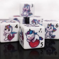 Thumbnail for 16mm White Unicorn Acrylic  - 6pcs D6 RPG Dice Set