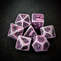 Thumbnail for Washed Purple on White Acrylic - 7pcs RPG Full Dice Set Top