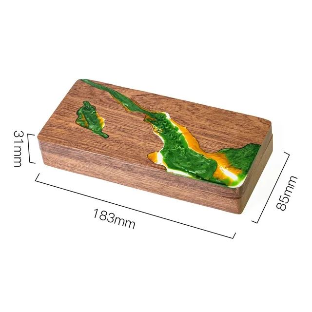 Green, Yellow & White Resin on Sapele Wood - Magnetic Dice Storage