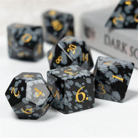 Thumbnail for Splatter Black Snowflake Gemstone - 7pcs RPG Dice Set