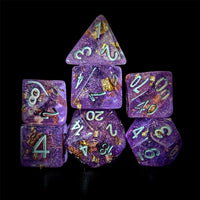 Thumbnail for Gold Foil in Clear & Purple Resin - 7pcs RPG Full Dice Set