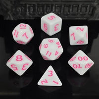 Thumbnail for 7pcs Dice Acrylic Blend Pink Font Solid White