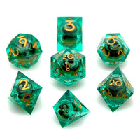 Thumbnail for Green Dragon Eye Ball in Clear & Green Filled Sharp Resin - 7pcs RPG Dice Set