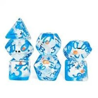 Thumbnail for 7pcs Dice Resin Filled Blue Font Dolphin Blue Clear