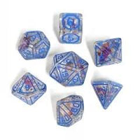 Thumbnail for 7pcs Dice Resin Pattern Flower Blue Font Clear Blue