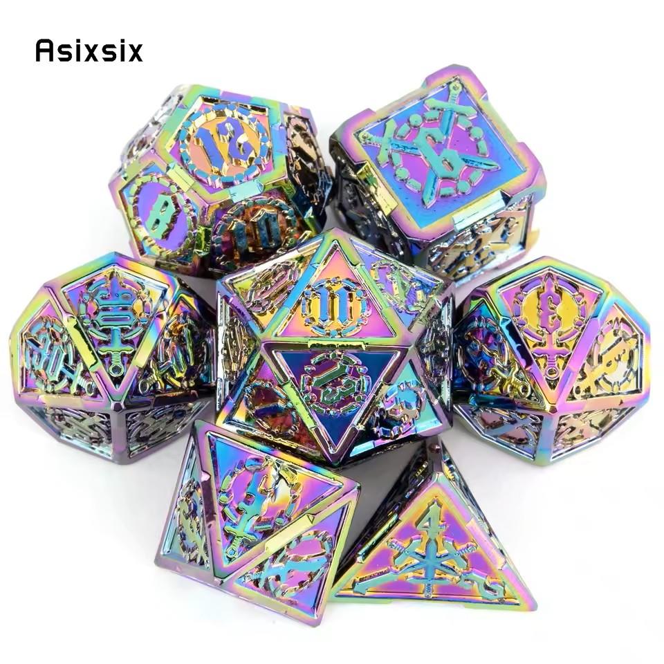 7pcs Dice Metal Sword Circle Rainbow