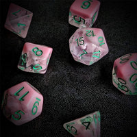 Thumbnail for Pink Swirl in Clear Resin - 7pcs RPG Full Dice Set