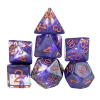 Thumbnail for Purple Swirl in Clear Resin - 7pcs RPG Full Dice Set