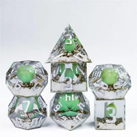 Thumbnail for Green Dragon Egg in Clear Filled Sharp Resin - 7pcs RPG Dice Set