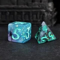 Thumbnail for 7pcs Dice Resin Glitter Blue Font Black Blue