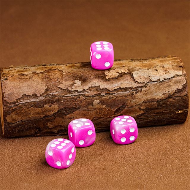 12mm Pink & White Acrylic - 10pcs D6 RPG Dice Set