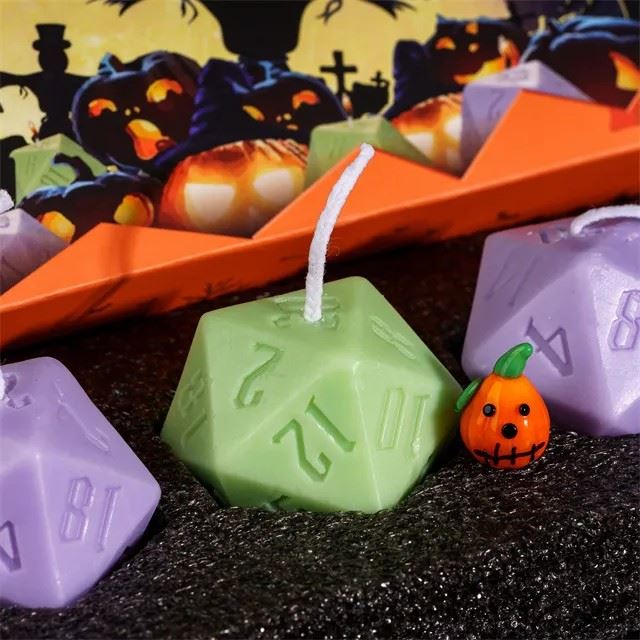 Halloween Green, Purple and Orange Candle Set