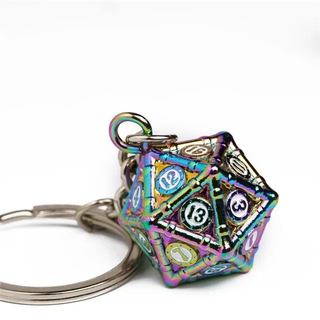 Steampunk Rainbow Metal  - D20 Keyring