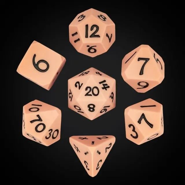 Black on Solid Pink Silicone - 7pcs RPG Full Dice Set