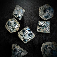 Thumbnail for Black & Blue Pearls in Clear Resin - 7pcs RPG Full Dice Set