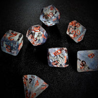 Thumbnail for Dragon Skull in Clear & Blue Resin - 7pcs RPG Full Dice Set