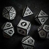 Thumbnail for White Lattice on Black Acrylic - 7pcs RPG Full Dice Set Scatter