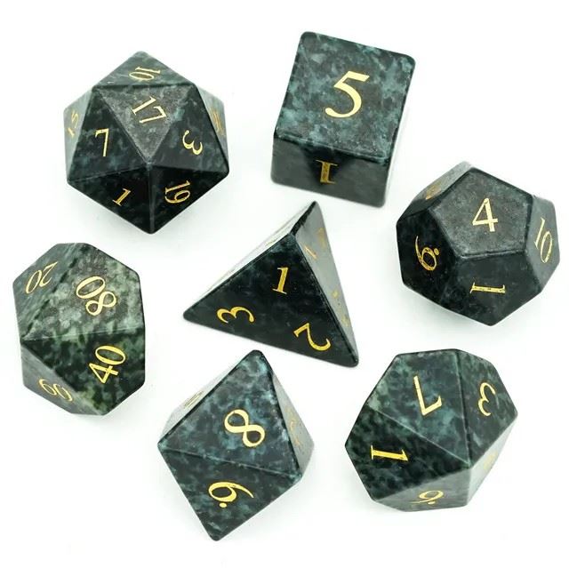 Green Granite Gemstone - 7pcs RPG Dice Set