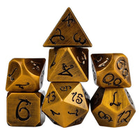 Thumbnail for Gold Metal with Black Dragon Font - 7pcs RPG Dice Set