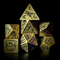 Thumbnail for 7pcs RPG Full Dice Set - Black Pattern on Gold Resin