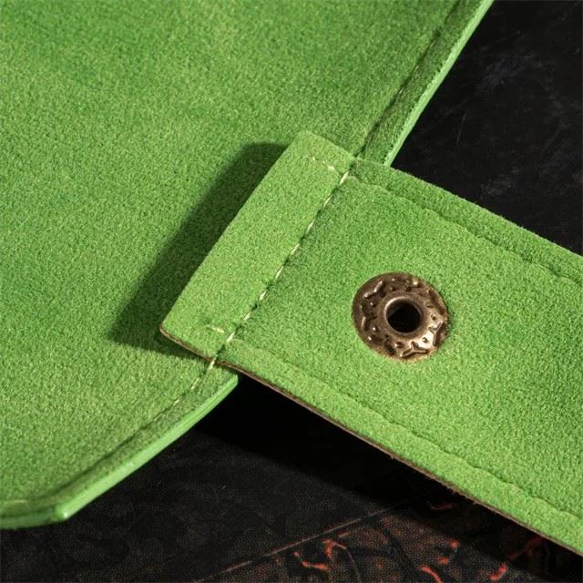 Green Velvet PU Leather Roll & Tray - Dice Storage