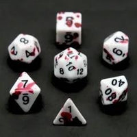 Thumbnail for Red Blood Splatter on White Acrylic - 7pcs RPG Full Dice Set
