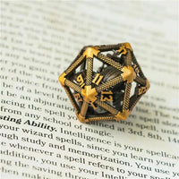 Thumbnail for Dragon in Washed Gold Metal - Hollow D20 RPG Dice