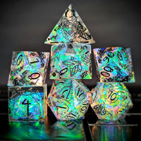 Thumbnail for Beasts on Clear with Candy Sharp Resin - 7pcs RPG Dice Set