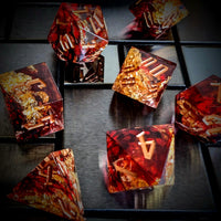 Thumbnail for Foil Feather Black, Red & Clear Filled Sharp Resin - 7pcs RPG Dice Set