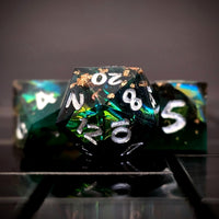 Thumbnail for Candy in Green & Black Sharp Resin - 7pcs RPG Dice Set