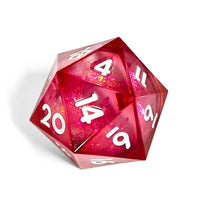 Thumbnail for Yellow Glitter in Clear & Pink Liquid Sharp Resin - D20 RPG Dice