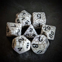 Thumbnail for Cracked Black on White Acrylic - 7pcs RPG Full Dice Set